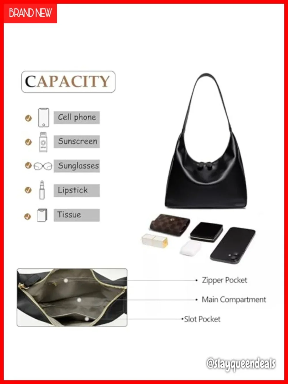 Faux Leather Hobo Bag Women Shoulder Tote Double Zipper Cute Trendy
